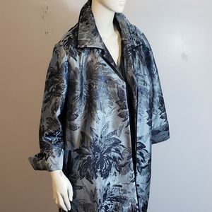 Chico's Blue Jacquard Open Front Jacker -2